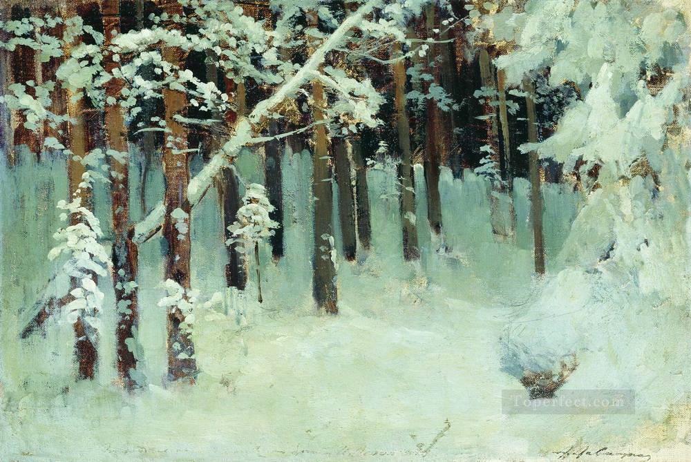 冬の森 アイザック レヴィタン 雪の風景油絵